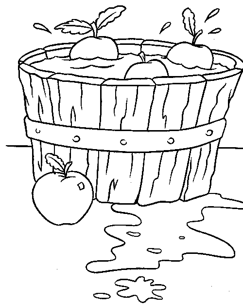 coloriage jeu de pomme d halloween